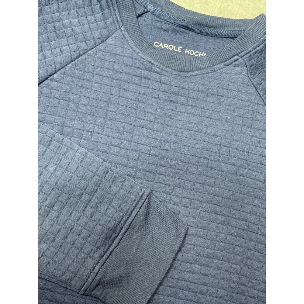 Carole Hochman Blue Quilted Knit Pullover Sweatshirt Women's XL Raglan Sleeve